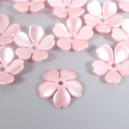 Beads for creativity plastic "Flower Pearl" set 40 pcs pink 1.5x1.5 cm-1