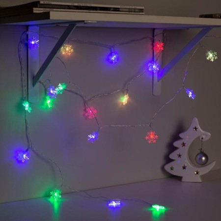 Garland "thread" 3 m with nozzles "Big Snowflakes", IP20, transparent thread, 20 LED, glow of multi, AAH3-2