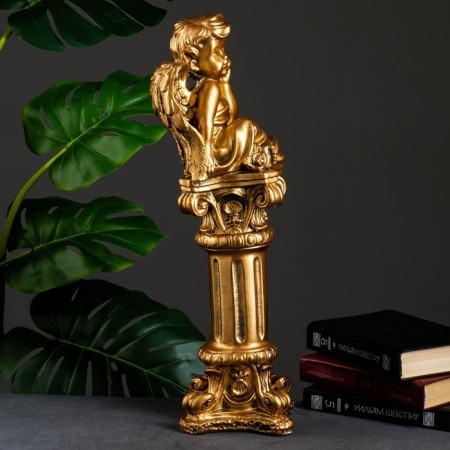 Figure "Angel sitting on a column" Bronze 14x14x53cm-1