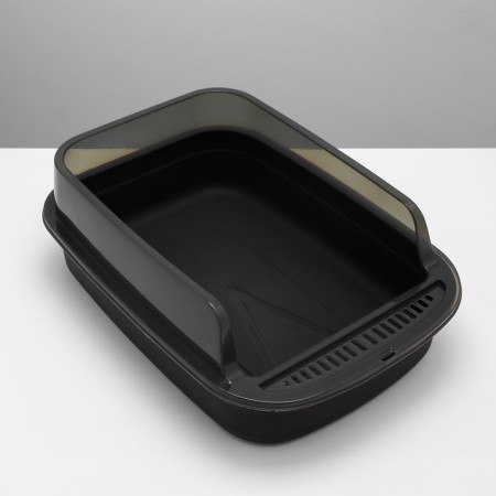 Toilet with transparent sides with a scoop and filter, 50 x 34 x 18 cm, black-3