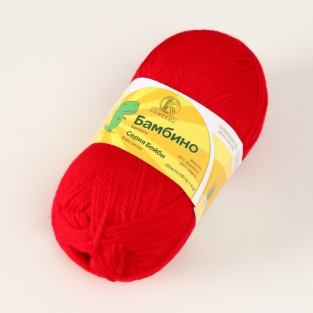 Bambino yarn 35% Merinos wool, 65% acrylic 150m/50g (046, red)-1