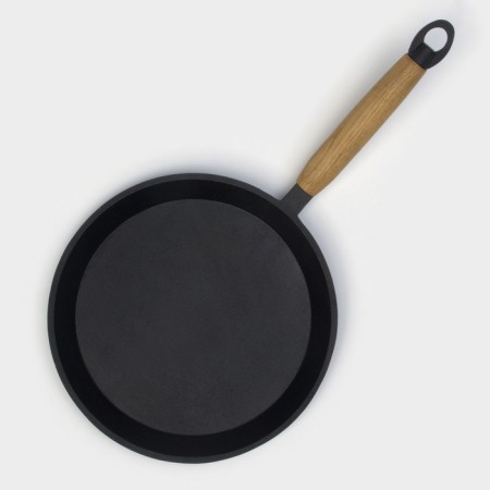 Pan pancake cast iron magma, d = 22 cm, h = 1.5 cm, wooden handle-1