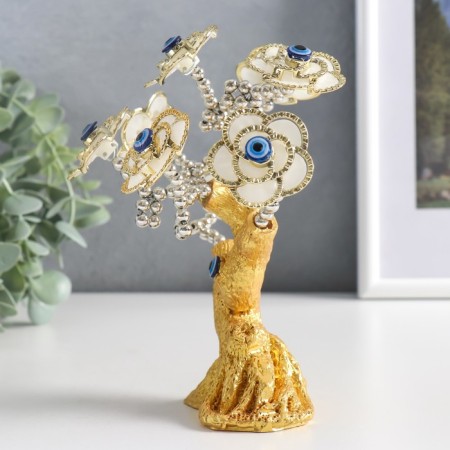 Souvenir from the evil eye "Blooming tree" gold, white 13x5x18 cm-3
