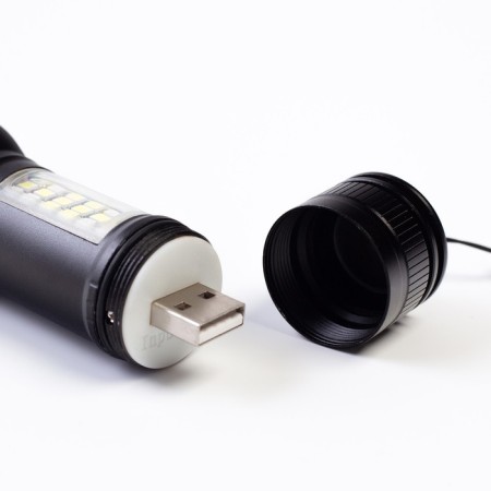 Manual battery flashlight, 10 watts, 2200 mAh, P60, IPX45, ZOOM, 5 modes, charge indicator-6