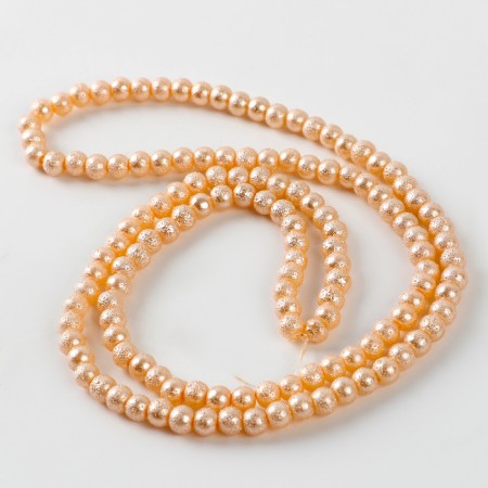 Glass beads, set 140 pcs., Size 1 pc. - 6 mm, beige color-2