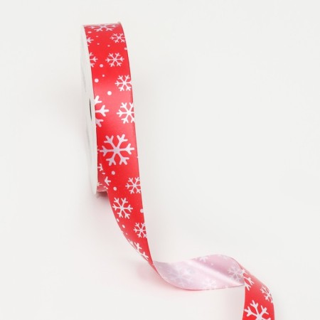 Ribbon for decor and gifts, snowflakes, 2 cm x 45 m-2