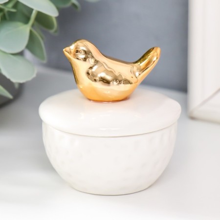 Coramics Coramics "Golden Bird" White 6.5x6.5x7 cm