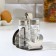 Glass set for spices on a stand, 4 items: a solo, a lists, a napkin, a capacity for toothpicks