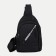 Male sling bag from textiles, headphone opening, black color