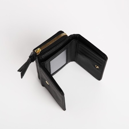 Women's wallet on the button, black color-3