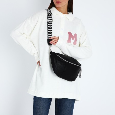 Bag Cross-Bodi with a zipper, black color-5