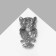Owl brooch, green-white color in silver