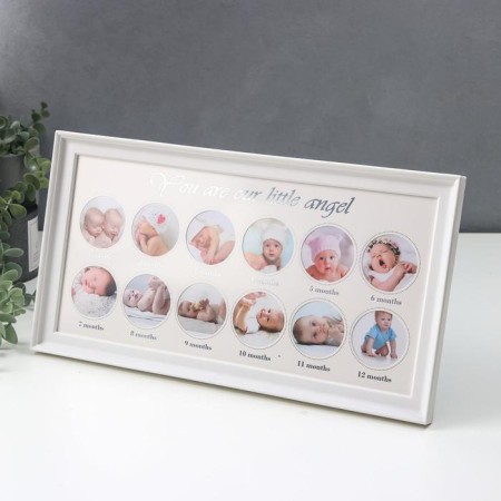 Photo frame plastic in 12 photos 5x5 cm "Baby" white 20.5x38 cm-1