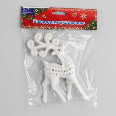 Christmas tree decoration "Deer with the horns-outlets" 9x13.5 cm, white-1