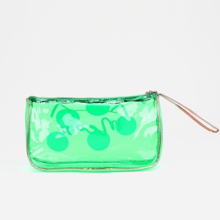 Cosmetic bag with a handle, a green color-1