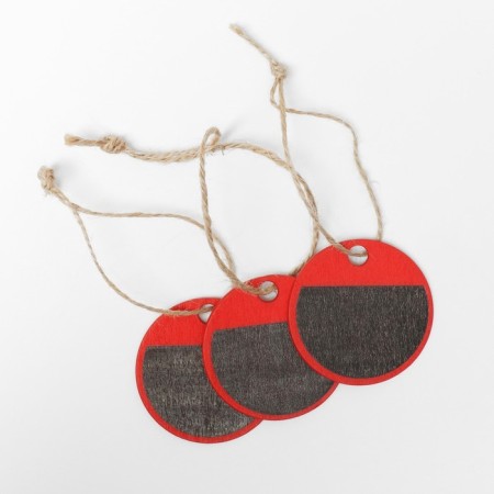Cretaceous price tag Birk "Circle" on a rope, 3 pcs. in a set, 4.5 × 4.5 cm, red color-1