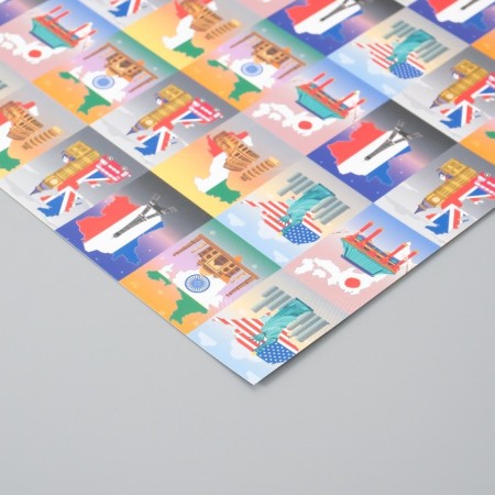 Scrapbooking paper bilateral "travel" density 180 grams set 5 pcs 30.5x32 cm-3