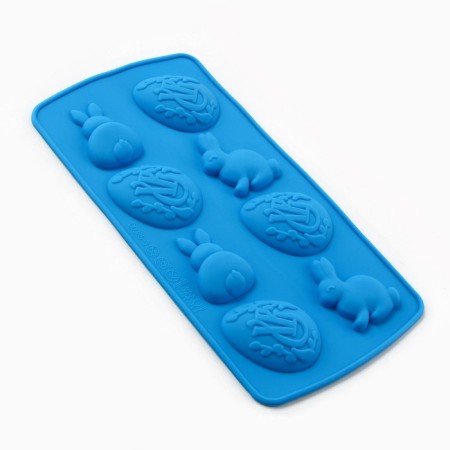 Silicone form for baking on Easter "Bunny", Blue, 10.6 x 20.7 cm-2