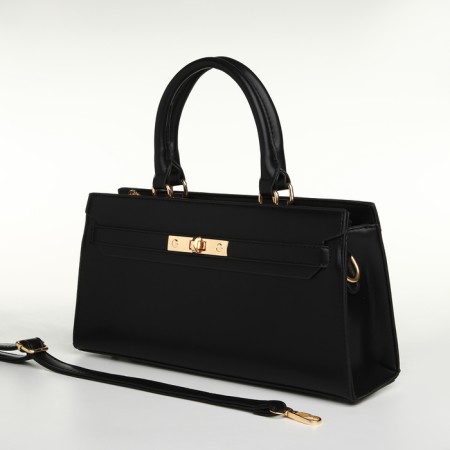 Women's bag with lightning, textura, average size, black color-5