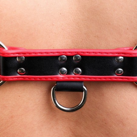 BDSM Podsm Oki, male, on the chest, eco-leather, red kant-7