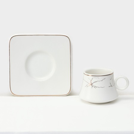 Ceramic coffee masisi set, 12 items: 6 cups 100 ml, 6 saucer d = 11 cm, white color-3