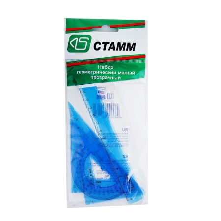 Geometric set "Istanm", small (ruler 16 cm, triangle 7 cm 45*, triangle 10 cm 30*, transporter 8 cm 180*), tinted-1
