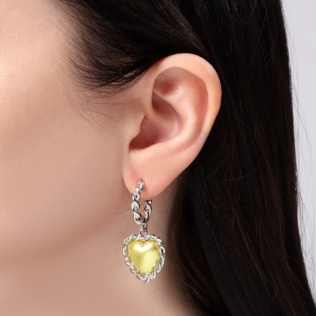 Earrings Assorted "hearts" vine, yellow color in silver-2