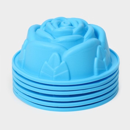A set of baking forms “Rose”, silicone, 8 × 3.5 cm, 6 pcs, color mix-5