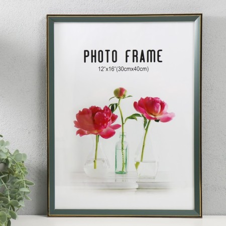 Photo frame plastic 30x40 cm "Green with gold frame" 32x42 cm