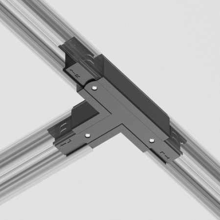 Connector T-shaped for the Technical Tract-31b-L, left-linked, 16.6x9.9x3.2 cm, black color, black-4