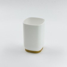 Joy Home toothbrush glasses, plastic, white with bamboo