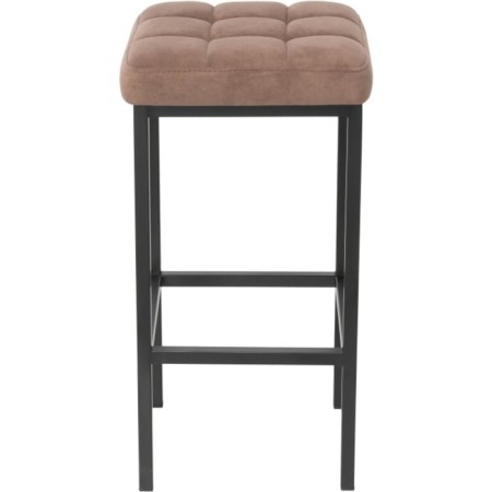 Stool Bar loft Metal/fabric, black/brown 35x35x65 cm-1