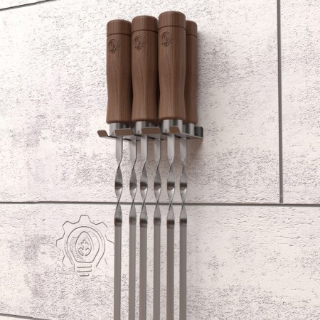 Holder for storing skewers with 6 items, wall -mounted, made of stainless steel