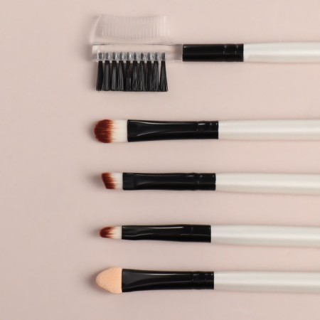 A set of makeup brushes, 5 items, PVC chech, white color-1