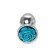 Anal plug Metal by Toyfa, metal, silver with blue rose, d = 27 mm, 8 cm, 48 g 104480