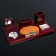 Table set 6V1 with a business card holder and clock, red tree