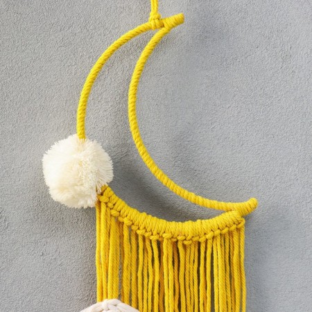Dreaming Dreams using Macrame "Month and Leaflets" Warm yellow 75x20 cm-1