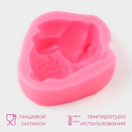 Mold Dolyana "Bunny", silicone, 9.5 × 8 × 3 cm, pink color-1