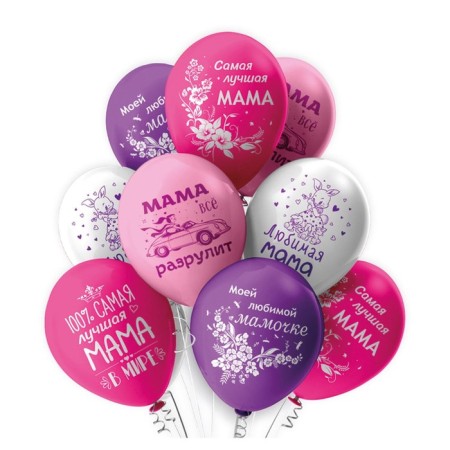 Shar Latex 12 “Mom!”, Pastel, 2-sided, set 25 pcs., Mix