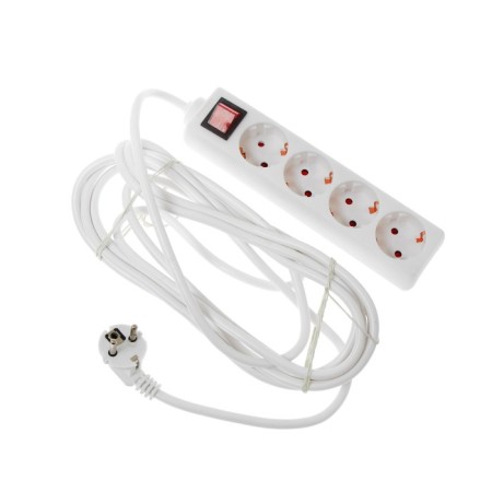 Extension cord Luazon Lighting, 4 sockets, 5 m, 10 A, 2200 W, 3x1.5 mm2, with salary, with off., B-1