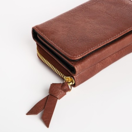 Women's wallet on the button, the color of beige-brown-2