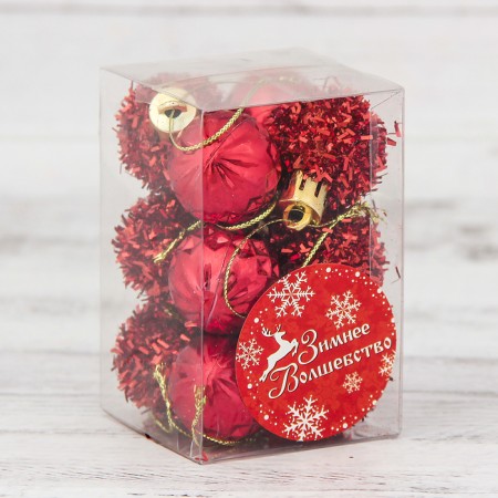Set of balls plastic D-2.5 cm, 12 pcs "Arrive" red-1