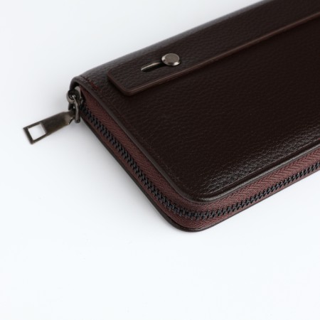 Men's purse-clate on a zipper, a department for bills, maps, coins, brown color-2