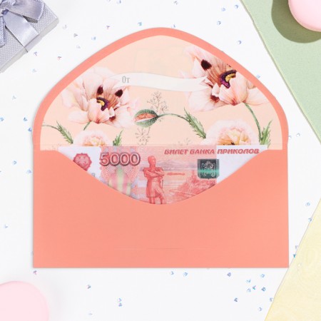 The envelope for the money "Happy Life!" peach, software, embossing, 19 x 9 cm-1