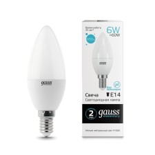 LED LED ELEMENTARY 6W candle 4100K neuter. Bel. E14 450lm Gauss 33126