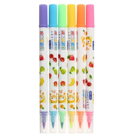 Flomasters 6 colors, bilateral fluorecent, mowed/bullet tips-1