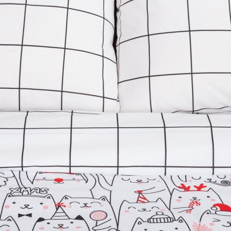 New Year. Bed linen Ethel duet XMAS CAT 143*215 cm - 2 pcs, 240*220 cm, 70*70 cm - 2 pcs-3