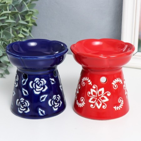 Aroma lamp ceramics "Flowers and twigs" mix 10x10x10.5 cm-1