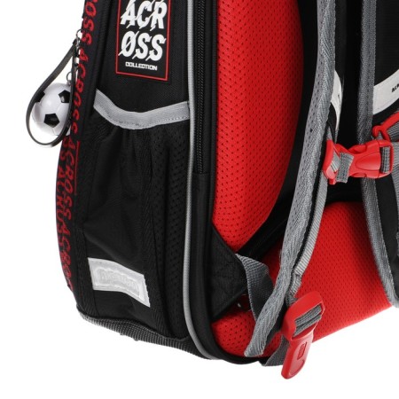 Frame backpack 37 x 28 x 12 cm, Across 194, filling: bag, pencil case, dark gray/red ACR22-194-5-13