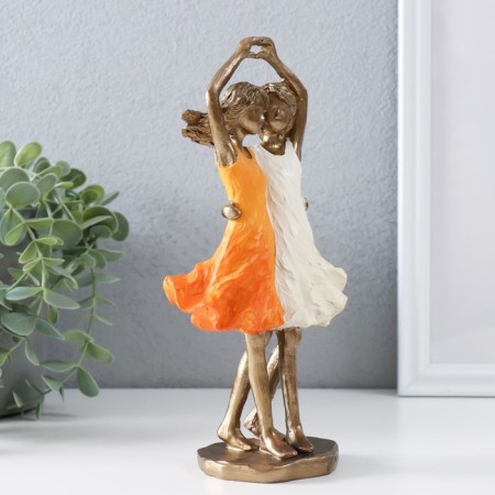 Polystone souvenir "Two sisters" bronze, orange-white 10.5x6.5x21.5 cm-1